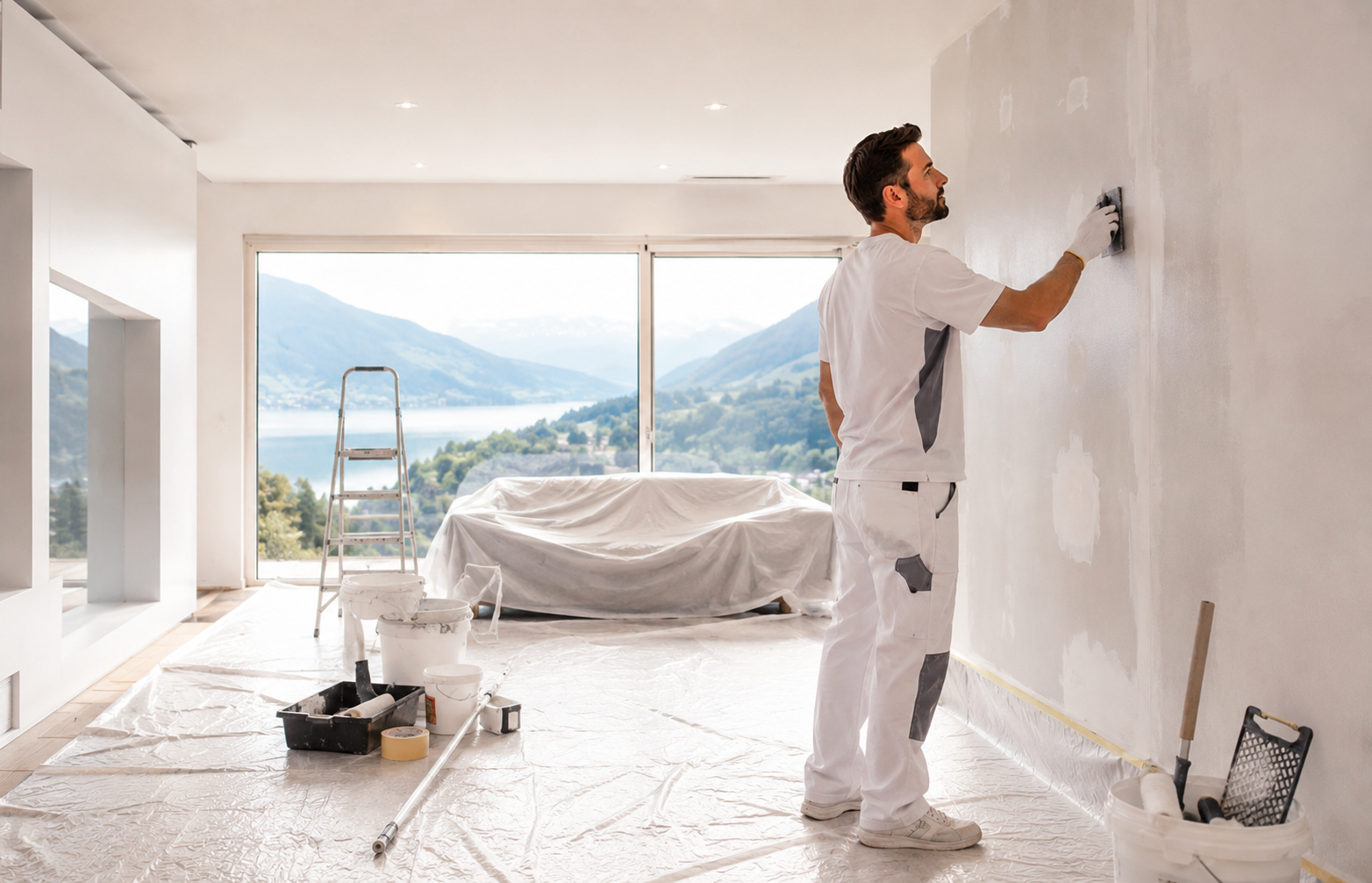 Renovation Spachteln Schleifen und Grundieren
